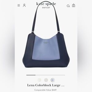 NWT KATE SPADE LENA BLUE COLORBLOCK LARGE SATCHEL